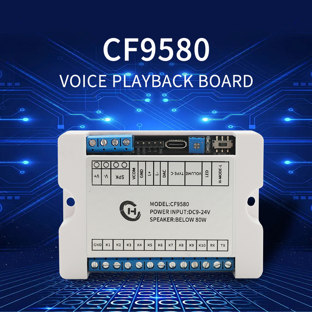 Jr Output 80W Amplified Trigger Sound Playback Module CF9580 Voice Board USB Download MP3 Hardware Decoding 10-Way Mp3 Player