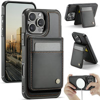 Étui en cuir à rabat magnétique CaseMe pour 16 Pro Max, portefeuille sans fil RFID, design professionnel, antichoc, étui pour cartes de crédit