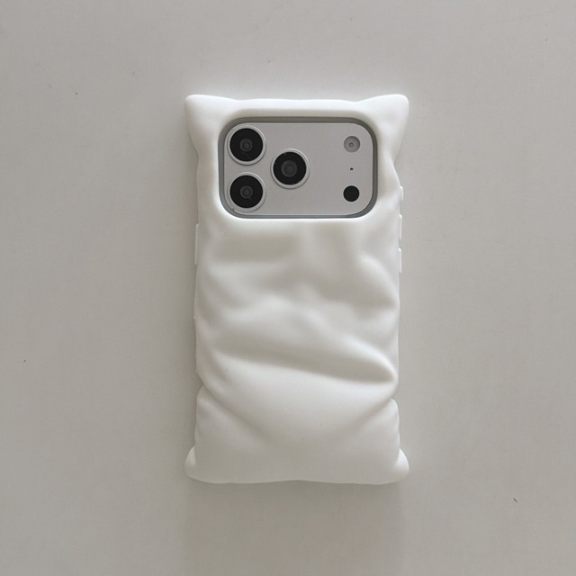 Minimalist Phone Case Puffy Pillow Wrinkle Texture Soft Touch Shockproof Resistantfor Cover for Iphone13-17 Pochette Telephone