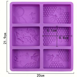 Molde de Silicona Ecológico de 6 Cavidades con Forma Cuadrada de Abeja y Panal para Pasteles, Jabones, Velas y Resina DIY OEM/ODM - Product Image 2