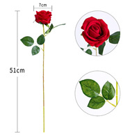 Großhandel Künstliche Rosen Seidenblumen Rote Einzelrosen für Heim Hochzeitsdekoration Party