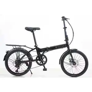 Bicicleta plegable de acero al carbono de 20 pulgadas, bici de 7 velocidades, para estudiante, con freno de disco delantero y trasero