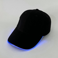 Cappellino da Baseball Luminoso a LED in Fibra Ottica 100% Cotone/Poliestere con Motivo Leopardato per Spettacoli e Uso Esterno