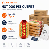 Costume amusant en forme de hamburger et hot-dog pour animaux de compagnie, vêtements d'Halloween en coton uni pour chiots, collection automne