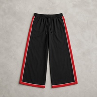 Pantalon de survêtement ample en satin pour homme, patchwork color block, personnalisé pour le basketball