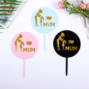 Décorations personnalisées de cupcakes en acrylique rose bleu noir pour les festivals <span class=keywords><strong>Love</strong></span> Thanksgiving Mother's Day Birthday Cake Toppers - Product Image 1