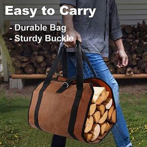 Sac de transport durable pour bûches en toile, idéal pour le camping en extérieur, sac de rangement pour bûches, sac fourre-tout - Product Image 3