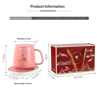 Produits les plus vendus 2025 Tasse à café en céramique à température constante avec couvercle et cuillère Assiettes chauffantes thermostatées
