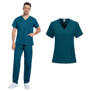 Men's Clinical Scrub Set Moisture Wicking Split Uniforms For Medical Dental Veterinary Work Wear Size S XXL - Product Image 1