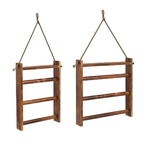 Porte-serviettes mural en bois, design rustique, étagère de rangement pour salle de bain et cuisine, capacité de 5 kg, BH 022 - Product Image 2