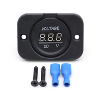 Panel de Voltímetro Digital LED de 12V, Medidor Redondo de Bajo Voltaje Impermeable, Voltímetro Digital de Batería de Coche de 24V CC para Barco Marino y Camión
