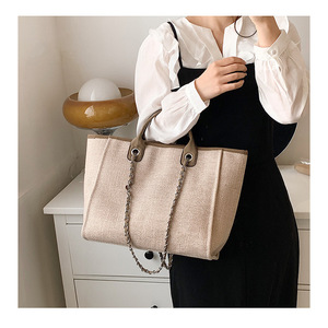 Bolso de Mano Tipo Tote Plegable de Gran Capacidad con Cierre, Cadena y Correa de Hombro, para Uso Diario - Product Image 6