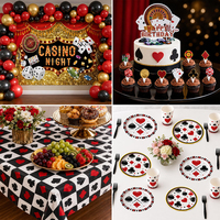 337 pièces de décorations pour soirée casino, thème cartes et dés de Vegas, ensemble complet pour fête : bannière, assiettes, boîtes à dés, support à cupcakes, ballons