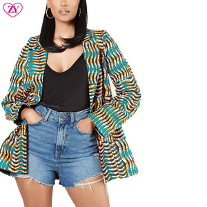 <span class=keywords><strong>Blazer</strong></span> Doppiopetto da Donna Taglie Forti con Stampa Africana, Giacca Ankara, Cappotto Dashiki, Realizzato su Misura, 100% Cotone, per la Vita Quotidiana - Product Image 1