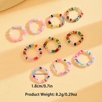 10 Buah Cincin Manik-manik Bunga Pelangi Manik-manik Beras Cincin Warna-warni Perhiasan Cincin Jari Kaki Manik-manik Melar Senyum Buatan Tangan Lucu untuk Wanita