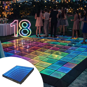 พื้นเต้นรำ LED แบบกระจก 3 มิติ RGB สำหรับไนท์คลับ บาร์ งานแต่งงาน พร้อมแผงและกระเบื้องพื้นแม่เหล็ก ไฟเวที - Product Image 1
