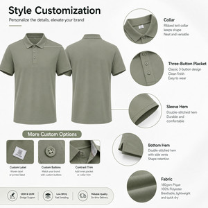 Polo personnalisé en gros avec logo, 100 % polyester 180 g/m², séchage rapide, respirant, manches courtes, uniforme de personnel pour hommes et femmes - Product Image 4