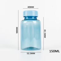 Bouteille en plastique PET bleue de haute qualité personnalisable avec un design à bouchon rabattable pour vitamines/capsules/gommes/comprimés/gummies