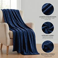 Couverture en polaire douce taille King, couvertures légères et confortables avec texture ondulée décorative, adaptées à une utilisation toute saison, bleu marine