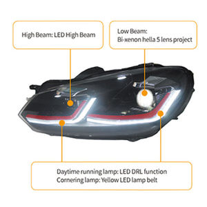 Faros Delanteros <span class=keywords><strong>LED</strong></span> Ojos de Ángel de Alta Calidad Srumdy para <span class=keywords><strong>Golf</strong></span> 6 2009-2013, Nuevos, HID de 12V, Temperatura de Color 6000K, Bombilla H7, 100W, 3000 - Product Image 3