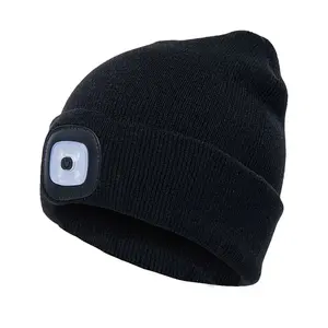 High quality led beanie hat with light high quality winter beanie hat knitted hat for men and women