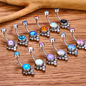 G23 F136 ASTM เจาะสะดือไทเทเนียมภายใน14g โอปอล CZ แหวนปุ่มท้องผู้หญิงเซ็กซี่ nombril เครื่องประดับร่างกาย ombligo - Product Image 4