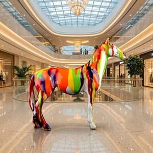 Escultura de Caballo de Resina de Tamaño Real para Jardín, Pintada a Mano, Estatua Abstracta de Animal, Impermeable, Arte Decorativo para Exteriores - Product Image 5