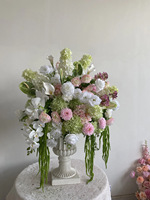 Grande boule de fleurs artificielle pour centre de table de mariage, en soie de haute qualité, blanche et verte, fleurs artificielles pour mariage.