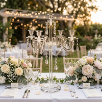 Candélabre à 5 bras en acrylique, porte-bougie, centre de table de mariage, support à fleurs, chandelier de fête, décoration pour mariage