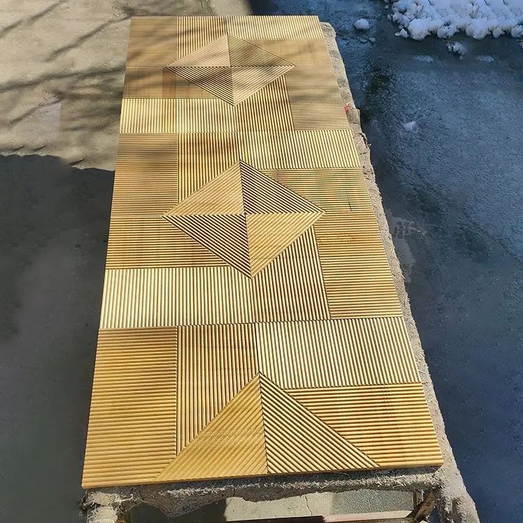 MUMU Desain Alur 3D Panel Dinding Kayu Dekorasi Dibalut Kayu Kayu untuk Latar Belakang Dinding