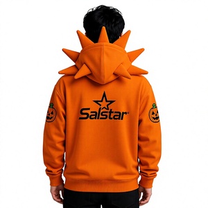 Premium Black Spiked Orange Hoodie <b>Jacket</b> <b>Gothic</b> Punk Zip Up Hoodie Custom 3D Spike Hood Sweatshirt for Men & Women - Product Image 4