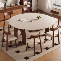 Nouvel arrivage Table à manger pliable moderne en pierre frittée extensible et facile à assembler avec pieds en bois massif pour 4 à 8 personnes