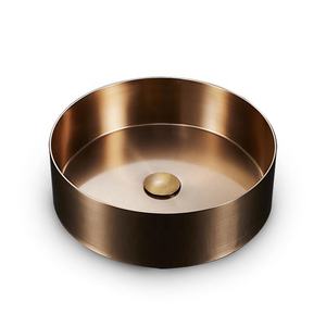 Lavabo de Baño de Acero Inoxidable SS, Estilo Vintage y Art Deco, Lavabos Decorativos de Bronce