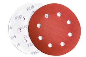 8 furos vermelho gancho e laço lixar polidor discos 1mm óxido de alumínio dureza média customizável OEM suporte - Product Image 3