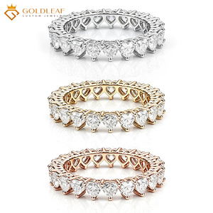 แหวนแต่งงานเพชรทรงหัวใจ VVS VS D  ผลิตในห้องปฏิบัติการ พร้อมใบรับรอง IGI จาก Goldleafgem  ทองคำขาว 10k 14k 18k แหวนหมั้นสุดหรู - Product Image 1