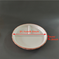Assiette en céramique pour enfants avec base d'aspiration en silicone, compartiments divisés antidérapants, sans BPA, compatible micro-ondes, réutilisable