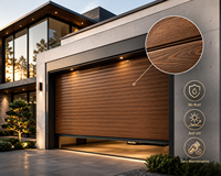Porte de garage automatique en aluminium à effet bois moderne, volets roulants aspect bois pour entrée résidentielle, garage, villa
