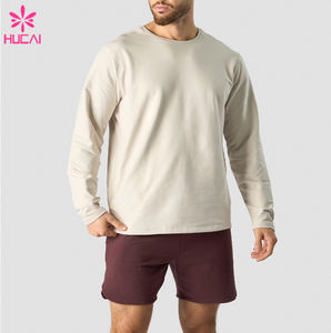 HUCAI alto impacto secado rápido serigrafía 1/4 cremallera Slim Fit transpirable hombres logotipo personalizado manga larga Top camisa para hombre - Product Image 2