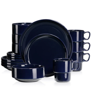 Service de vaisselle personnalisable en porcelaine bleu roi avec logo, design moderne et classique, écologique, pour hôtels et restaurants, idéal pour Noël - Product Image 2