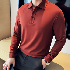 Camiseta de manga larga para hombre, top sencillo de algodón puro con cuello redondo para otoño. - Product Image 2