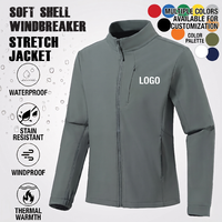 Veste coupe-vent softshell personnalisée, tissu technique extensible, coupe ajustée, respirante, imperméable, veste de travail pour la randonnée