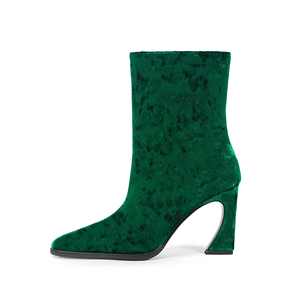 Stivaletti da Donna Sexy in Velluto <span class=keywords><strong>Smeraldo</strong></span> con Punta Affusolata, Tacco Scultoreo 8.5CM, Dettaglio Metallico, Cerniera Laterale, Taglie Forti, Personalizzabili per Feste - Product Image 1