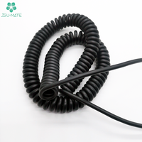 Kabel Spiral PU 5 inti kustom kabel pengisi Data PU Tipe C ke USB C kabel pengisi daya Data USB Tipe C kabel PU