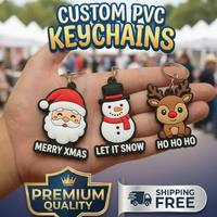 Porte-clés personnalisé en PVC pour Noël, idéal pour les fêtes, souvenirs d'hiver, porte-clés en caoutchouc découpé, ensemble de breloques bonhomme de neige personnalisées