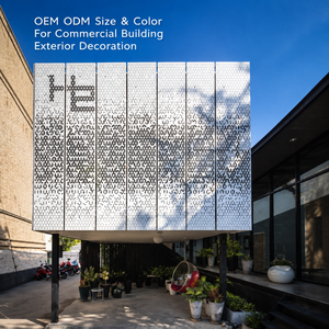 Panel de revestimiento de fachada de aluminio tallado a medida, fachada de metal perforado para decoración exterior de edificios comerciales - Product Image 1