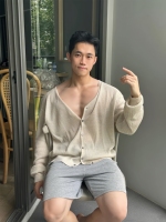 Cardigan ample kaki pour homme 240 grammes avec boutons – Collection 2026