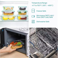 Boîte à lunch en verre à haute teneur en borosilicate Boîte à bento domestique Compartiments pour micro-ondes Bol de conservation avec couvercle