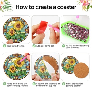 ชุดทำแผ่นรองแก้วอะคริลิคเพชรลายดอกไม้แมนดาลา XIXI DIY จำนวน 9 ชิ้น สำหรับผู้ใหญ่ - Product Image 3