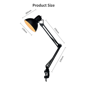 Lampada da Lettura Moderna Orientabile a 360 Gradi con <span class=keywords><strong>Paralume</strong></span> in <span class=keywords><strong>Metallo</strong></span> <span class=keywords><strong>Nero</strong></span>, Dimmerabile, per Ufficio e Lettura - Product Image 4
