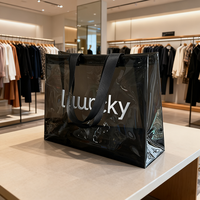 Sacs de shopping en PVC transparents personnalisés de couleur unie noire, durables, pour le sport, les voyages, les cadeaux, taille personnalisée